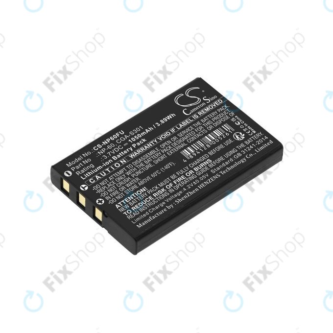 Batterie pour Agfa, HP Photosmart, Toshiba Camileo, 1050mAh, Li-Ion, 3.7V, NP-60, COMA-BP1, HQ