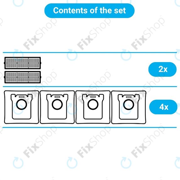 Kit de pièces de rechange pour BOSCH GAS 25 (2x Filtre, 4x Sac à poussière)