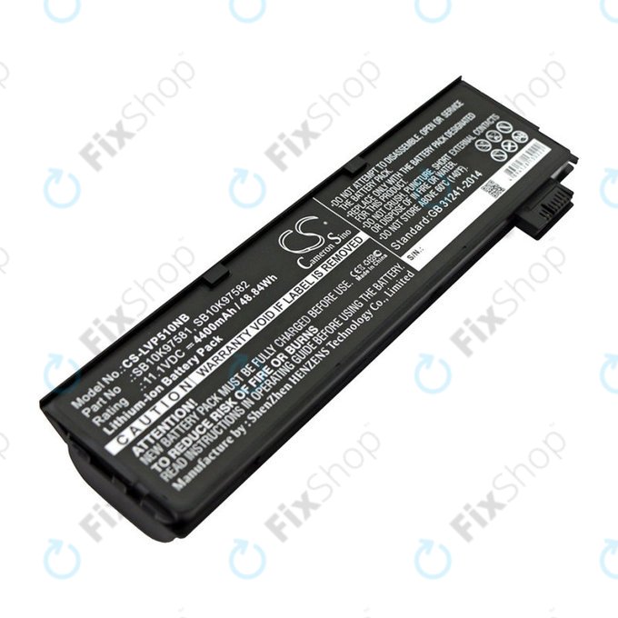 Batterie pour Lenovo ThinkPad P51, T470, T570, 4400mAh, Li-Ion, 11.1V, SB10K97581, HQ