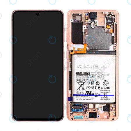 Samsung Galaxy S21 G991B - Écran LCD + Écran tactile + Cadre + Batterie (Rose fantôme) - GH82-24716D, GH82-24718D Genuine Service Pack