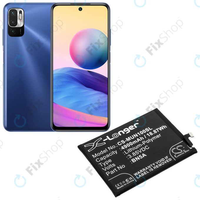 Batterie pour Xiaomi Poco M3 Pro, Redmi Note 10, Note 11, 4900mAh, Li-Pol, 3.85 V, BN5A, HQ