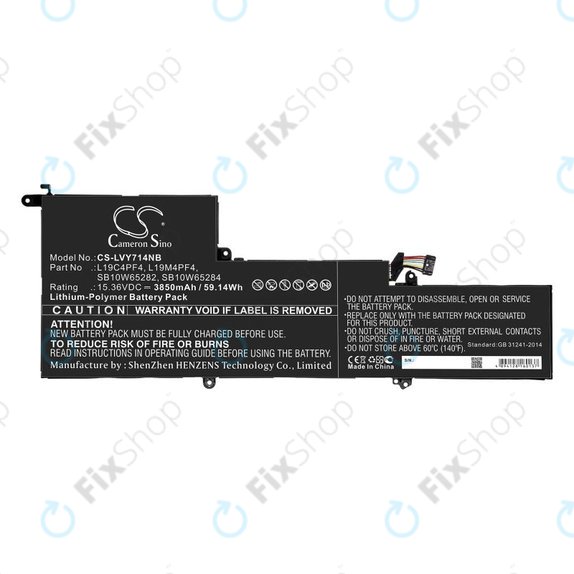 Batterie pour Lenovo Yoga Slim 7, 14s, 3850mAh, Li-Pol, 15.36V, L19C4PF4, HQ