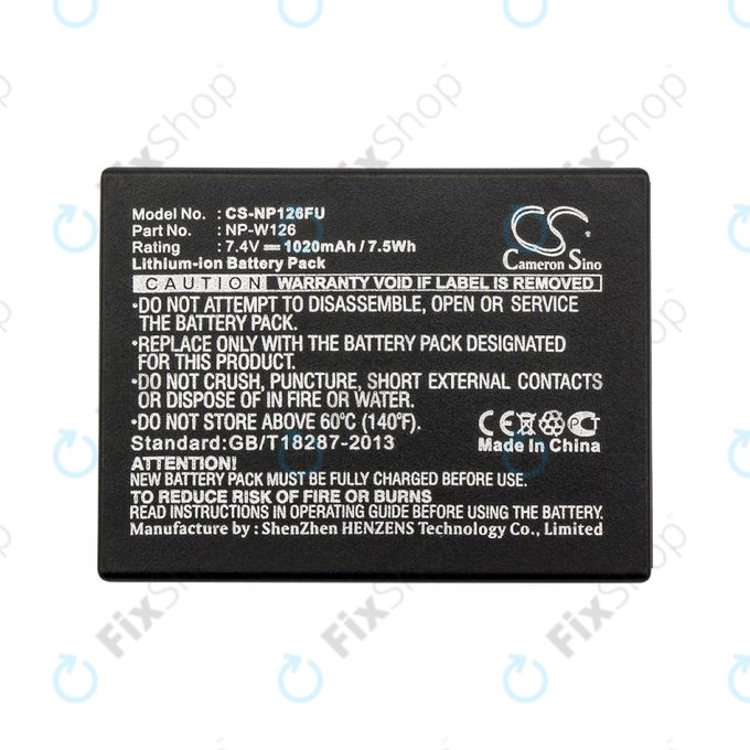Batterie pour Fujifilm FinePix, 1020mAh, Li-Ion, 7.4V, NP-W126, NP-W126S, HQ