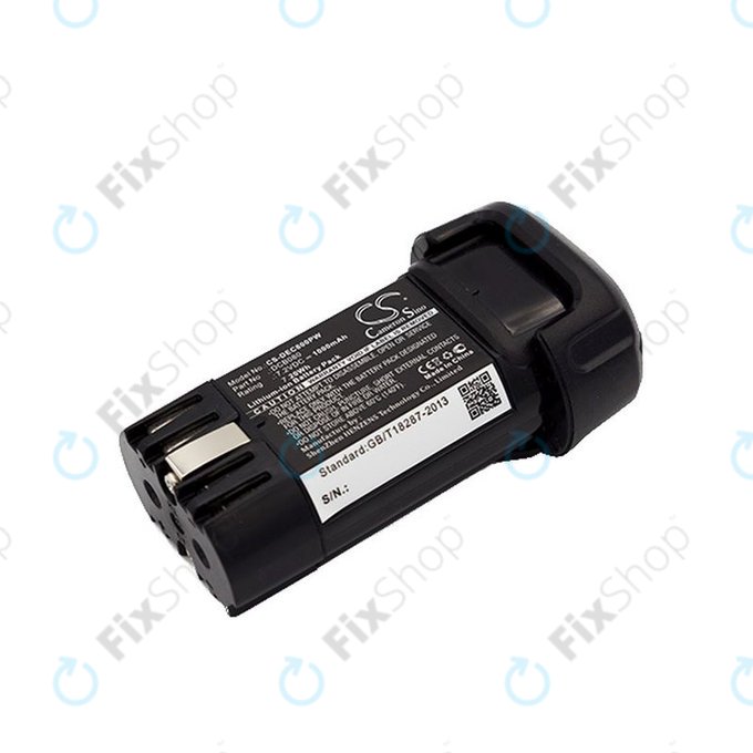 Batterie pour Dewalt Dcb095, Dewalt Dcf680, 1000mAh, Li-Ion, 7.2V, DCB080, HQ