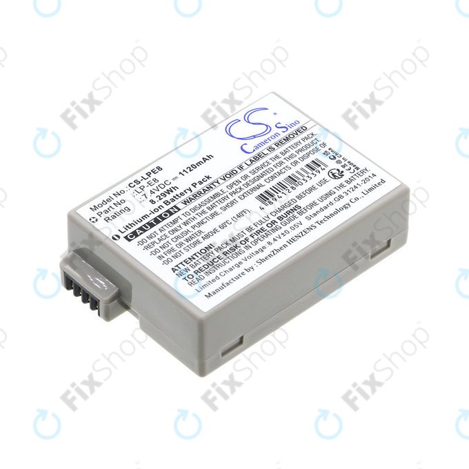 Batterie pour Canon EOS 550D, 600D, LP-E8, Li-ion, 7.4V, 1120mAh, HQ