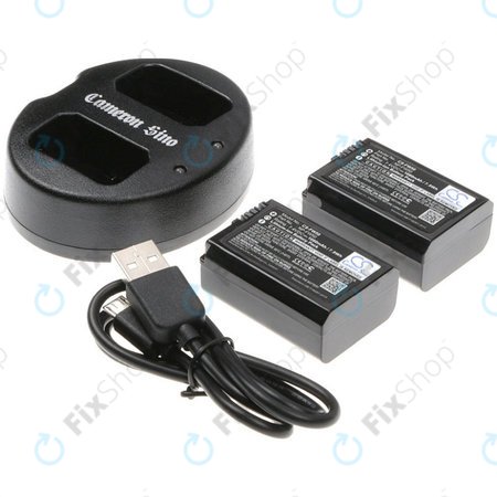 2 batteries avec chargeur pourSony NEX-5, Alpha 7, NEX-7, 1030mAh, Li-Ion, 7.4V, NP-FW50, HQ