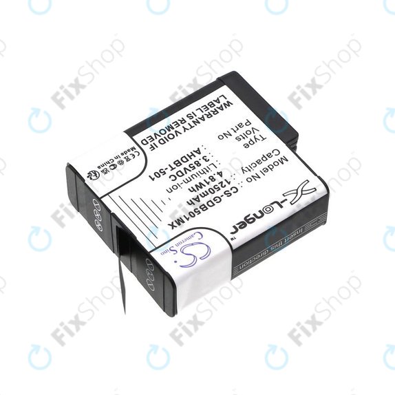 Batterie pour Gopro Hero 8, Hero 6, 1250mAh, Li-Ion, 3.85V, AHDBT-501, HQ