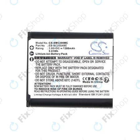Batterie pour Samsung Gear 360, 1300mAh, Li-Ion, 3.85V, EB-BC200ABE, HQ