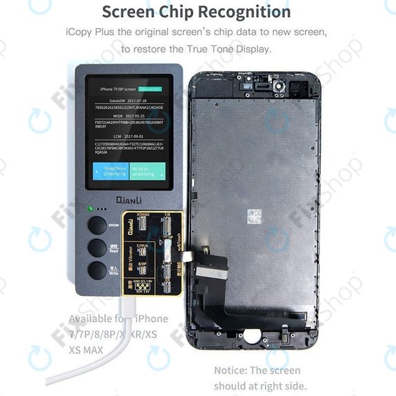QianLi iCopy Plus 2.2 - True Tone, capteur de lumière, programmeur de vibrations et testeur de batterie (iPhone 7 - 11 Pro Max)