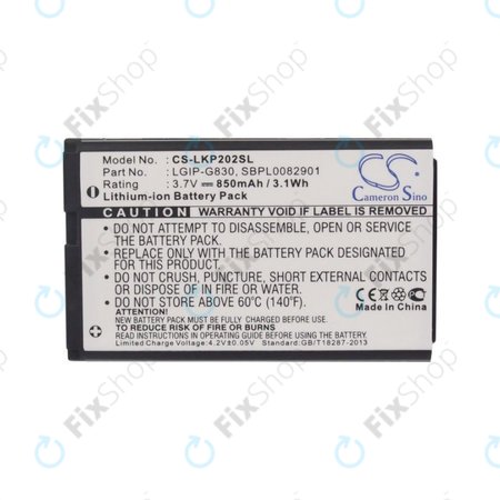 Batterie pour LG KG120, 850mAh, Li-Ion, 3.7V, LGIP-G830, HQ