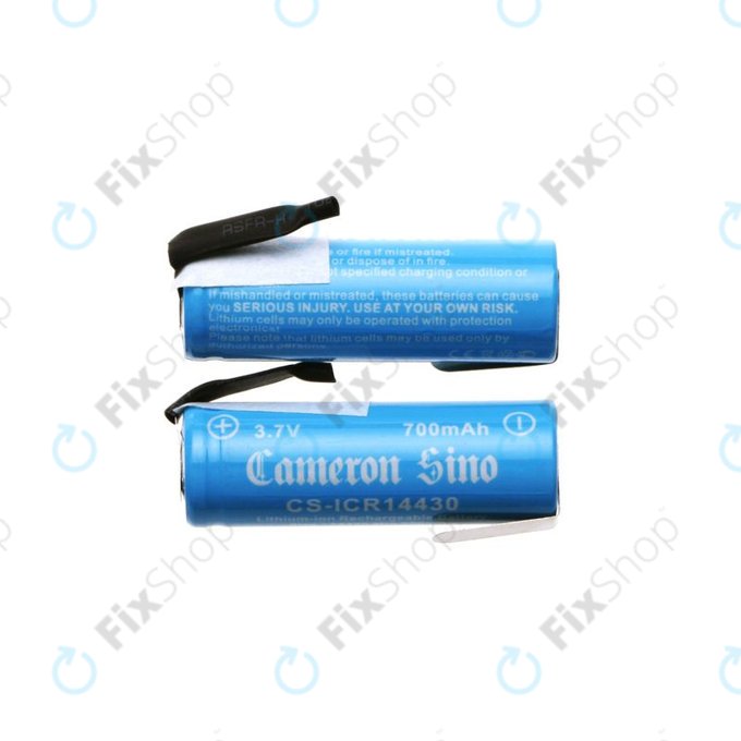 Batterie 14430 avec plaques de montage, 650mAh, Li-Ion, 3.7V, HQ