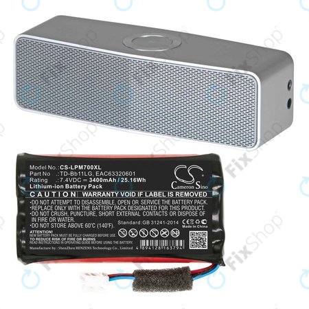Batterie pour LG Music Flow P7, Xboom Go PK7, 3400mAh, Li-Ion, 7.4V, TD-Bb11LG, HQ