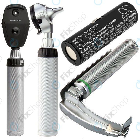 Batterie pour Heine Ophthalmoscope Beta 200, 1000mAh, Ni-MH, 3.6V, X-02.99.382, HQ