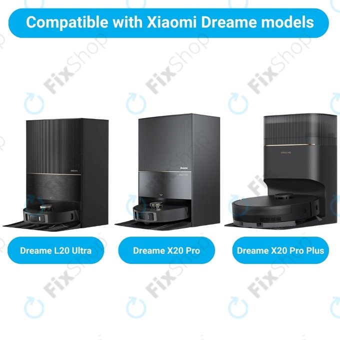 Kit de pièces de rechange pour Xiaomi Dreame L20 Ultra, X20 Pro, X20 Pro Plus (1x Brosse principale, 2x Filtre, 2x Brosse latérale – noire)