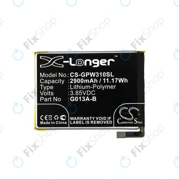 Batterie pour Google Pixel 3, 2900mAh, Li-Pol, 3.85 V, G013A-B, HQ