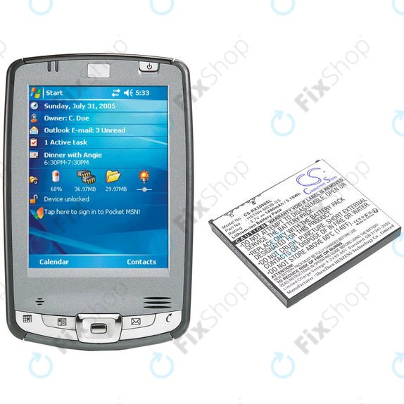 Batterie pour HP Compaq iPAQ rx3000, rx3115, rx3700, hx2110, hx2790, 1400mAh, Li-Ion, 3.7V, HSTNH-M03B-SS, HQ
