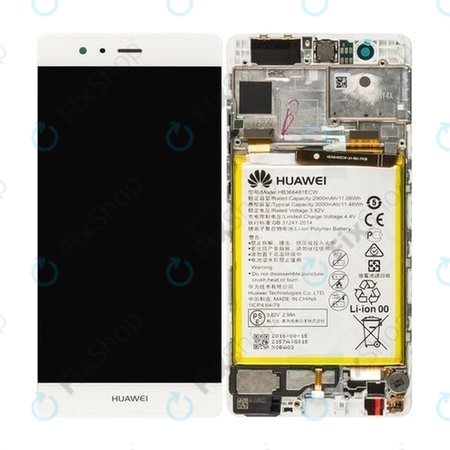 Huawei P9 - Ecran LCD + Ecran Tactile + Cadre + Batterie (Blanc) - 02350RRY, 02350RKF Genuine Service Pack