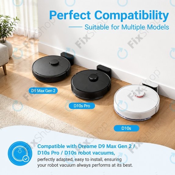 Kit de pièces de rechange pour Xiaomi Dreame D9 Max Gen2, D10s, D10s Pro (1x Brosse principale, 2x Filtre, 2x Brosse latérale – noire)