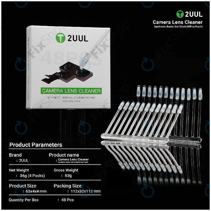 Bâtonnets de gel de nettoyage pour lentille caméra, résine synthétique, 2UUL CL21, 48 pcs/pack