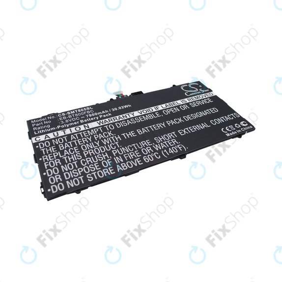 Batterie pour Samsung Galaxy Tab S 10.5, 7900mAh, Li-Pol, 3.8V, EB-BT800FBC, HQ