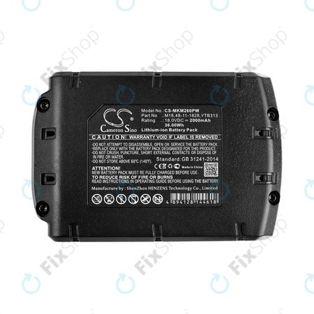 Batterie pour Milwaukee, Atlas Copco, Berner, 2000mAh, Li-Ion, 18V, M18, HQ