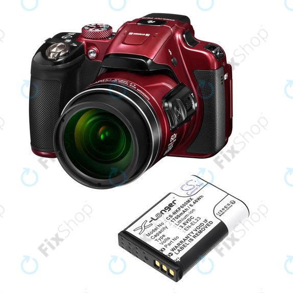 Batterie pour Nikon Coolpix, 1700mAh, Li-Ion, 3.8V, EN-EL23, HQ