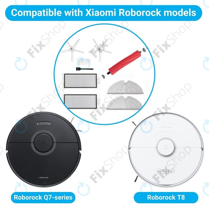 Xiaomi Roborock Q7, Q7+, Q7 Max, Q7 Max+, T8 - Ensemble standard (Blanc)