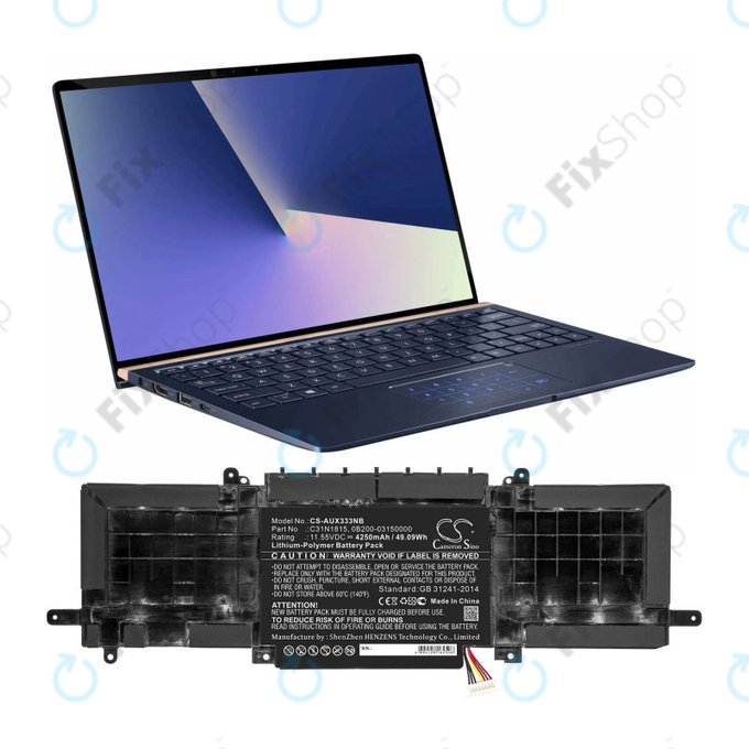 Batterie pour Asus Zenbook UX333FN, Zenbook UX333FA, 4250mAh, Li-Pol, 11.55V, C31N1815, HQ