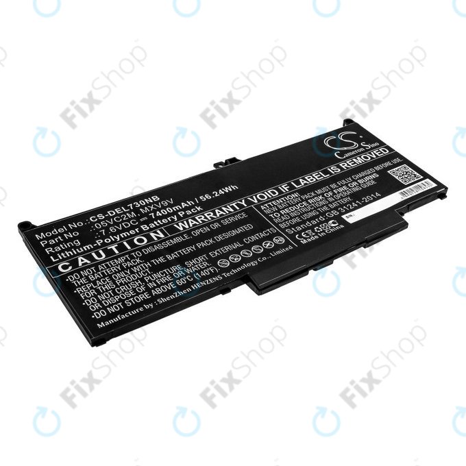 Batterie pour Dell Latitude 13 7300, 14 7400, 7400mAh, Li-Pol, 7.6V, 05VC2M, HQ