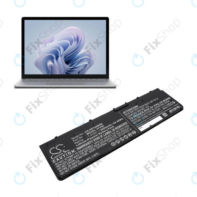 Batterie pour Dell Latitude E7240, 7250, 12, 6000mAh, Li-Pol, 7.4V, VFV59, HQ