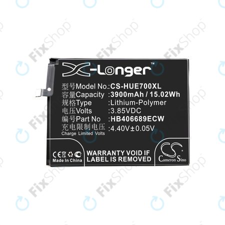 Batterie pour Huawei Y7, 3900mAh, Li-Pol, 3.85V, HB406689ECW, HQ