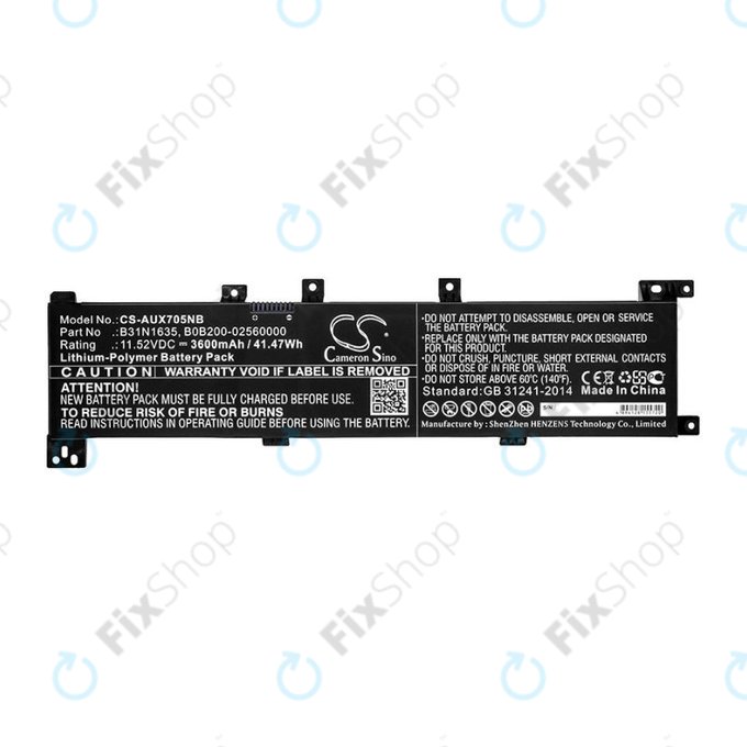 Batterie pour Asus A705QA, Asus F705MA-Bx030t, 3600mAh, Li-Pol, 11.52V, B31N1635, HQ