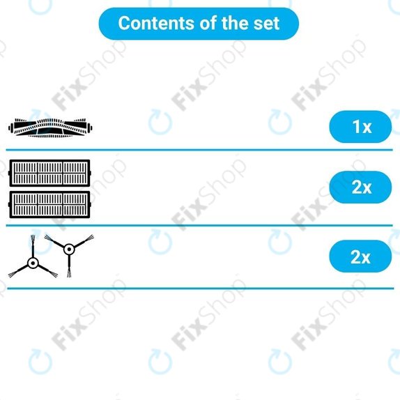Kit de pièces de rechange pour Xiaomi Robot Vacuum X10 (1x Brosse principale, 2x Filtres, 2x Brosses latérales)