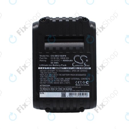 Série DeWalt DC, Klein Tools ACSR, D3, EHS, série MCM - Batterie DCB182, DCB183, BAT207T44H, BAT20GD1 4000mAh HQ