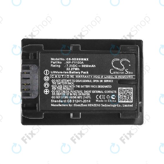 Batterie pour Sony Fdr-Ax33, Sony Fdr-Ax40, 3050mAh, Li-Ion, 7.3V, NP-FV100A, HQ
