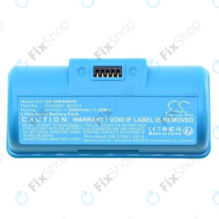 iRobot Braava Jet 240, 241, 244, 245, Mopping Robot - Batterie 4446040, BC674 Li-Ion 3.6V 2000mAh HQ