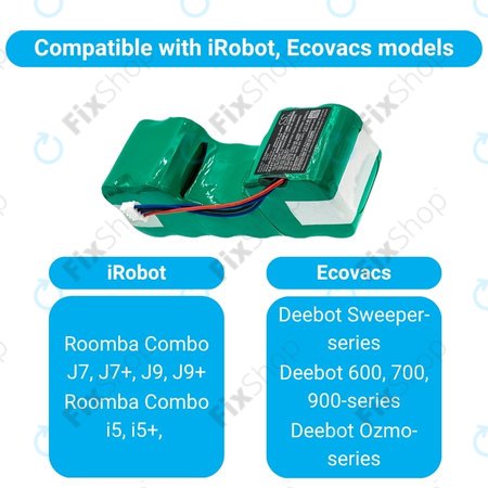 iRobot Roomba Combo-series, Ecovacs Deebot-series - Batterie 4720110, DM88 Ni-MH 12.0V 3000mAh HQ