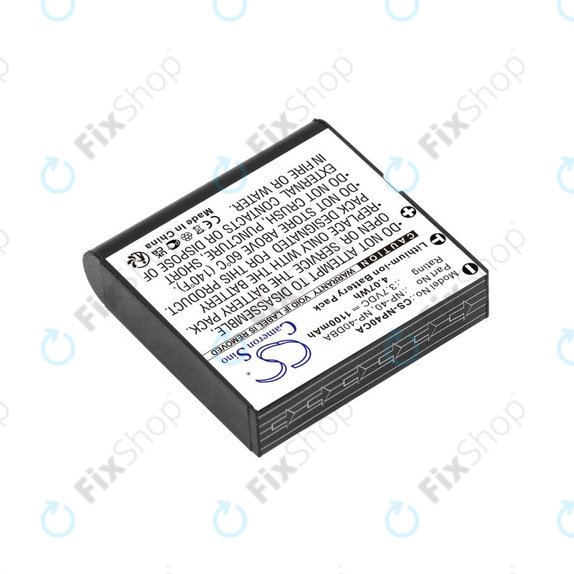 Batterie pour Casio Exilim Ex-FC100, 1100mAh, Li-Ion, 3.7V, NP-40, HQ