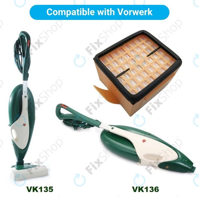 Filtre à poussière, 2 pièces pour Vorwerk Kobold VK135, VK136