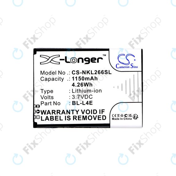 Batterie pour Nokia 2660 Flip 4G, 1150mAh, Li-Ion, 3.7V, BL-L4E, HQ