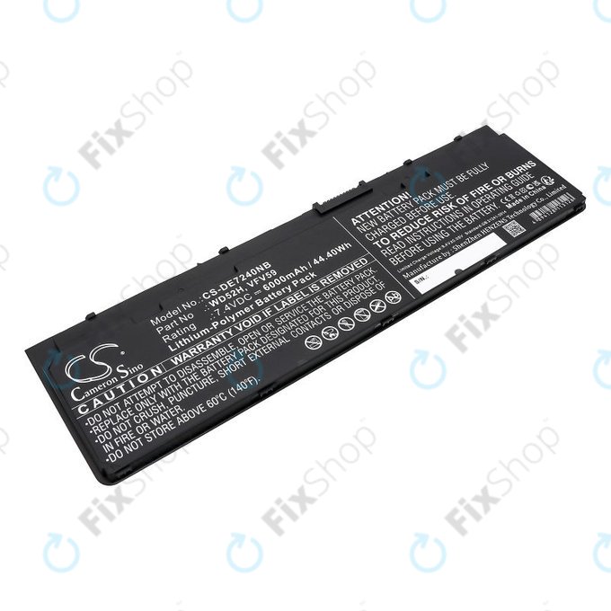 Batterie pour Dell Latitude E7240, 7250, 12, 6000mAh, Li-Pol, 7.4V, VFV59, HQ