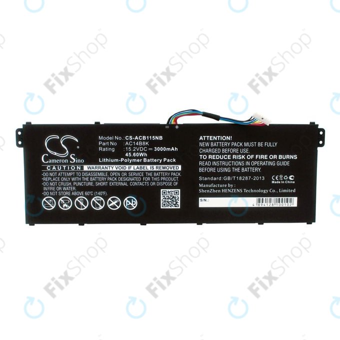 Batterie pour Acer Aspire 5, 7 E5, V3, Chromebook 11, 13, 15, 3000mAh, Li-Pol, 15.2V, AC14B18K, HQ