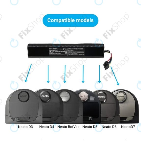 Neato Botvac D3, D4, D5, D6, D7-series - Batterie 945-0225, 205-0011, 205-0013 Li-Ion 14.4V 4200mAh HQ