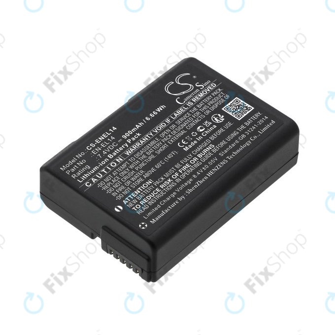 Batterie pour Nikon D3100 DSLR, 900mAh, Li-Ion, 7.4V, EN-EL14, HQ