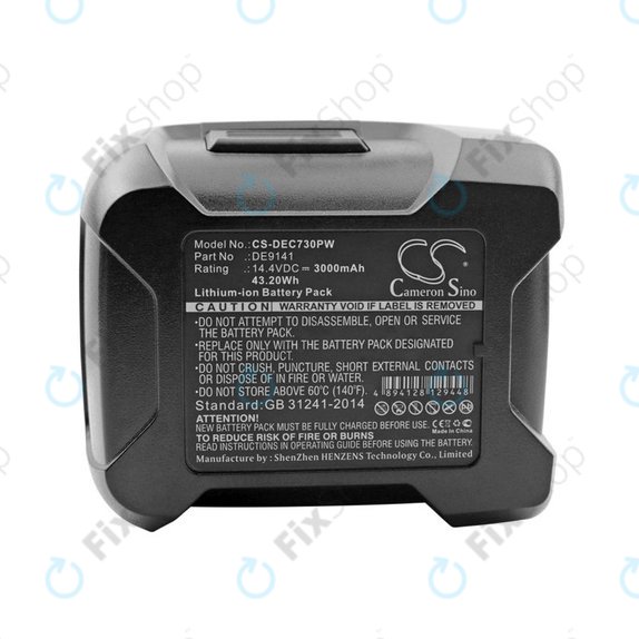 Batterie pour Dewalt DC528, DC612, DC728, DC830, Wurth BS 14-A, 3000mAh, Li-Ion, 14.4V, DE9141, HQ