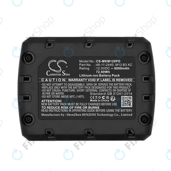 Batterie pour Milwaukee M12 Redlithium XC 4.0, 6000mAh, Li-Ion, 12V, M12 B3 XC, M12 B4 XC, HQ