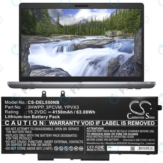 Batterie pour Dell Latitude 5501, Latitude 5401, Latitude 14 5410, Latitude 15 5511, 4150mAh, Li-Ion, 15.2V, 3HWPP, HQ