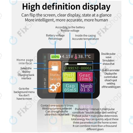 Docreate SW - Affichage numérique de la machine de soudage par points portable (5000mAh)