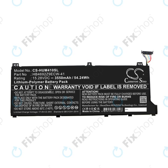Batterie pour Honor MagicBook 14, Huawei MateBook D14, MediaPad D14, MagicBook 14, 3550mAh, Li-Pol, 15.28V, HB4692Z9ECW-41, HQ
