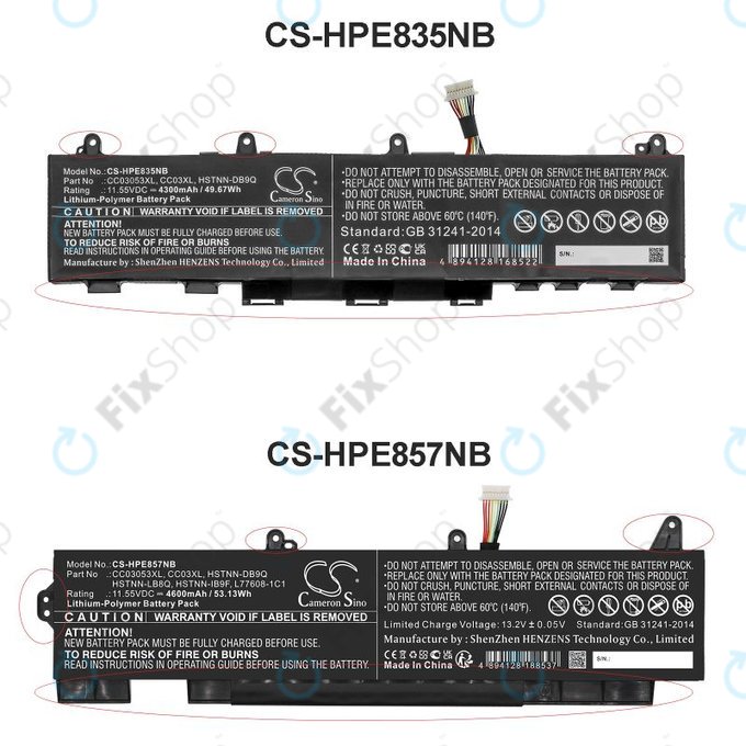 Batterie pour HP ZBook Firefly 15 G7, G8, EliteBook 855 G7, G8, 850 G7, G8, 4600mAh, Li-Pol, 11.55V, CC03053XL, HQ